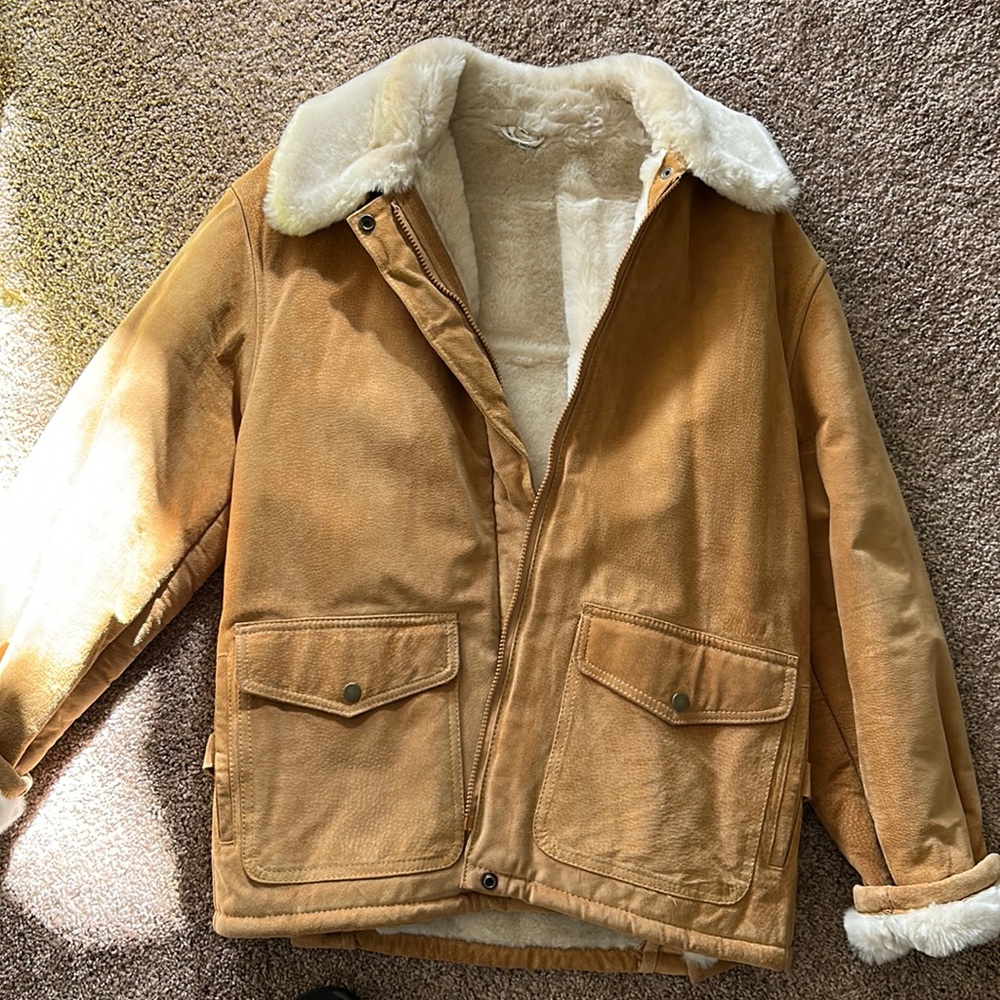 Real leather (suede) jacket with acrylic fur lining